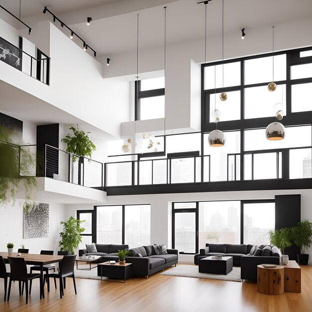 Foto innenraum eines modernen lofts wohndesign