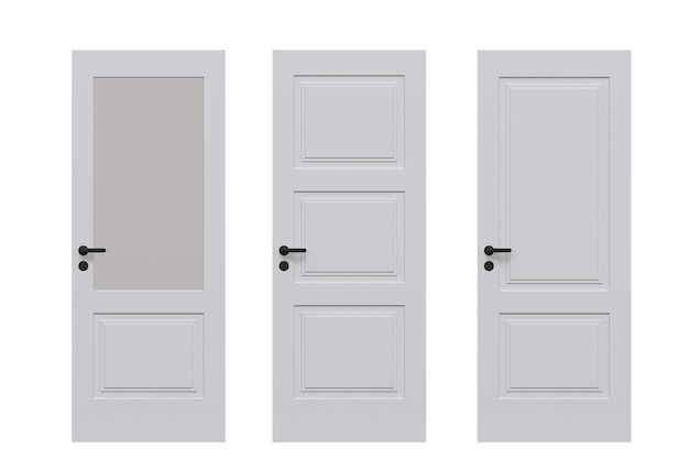 Foto innentüren isoliert auf weißem hintergrund innenmöbel 3d-illustration cg render