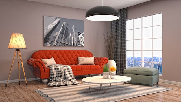 Innenwohnzimmer 3d Illustration