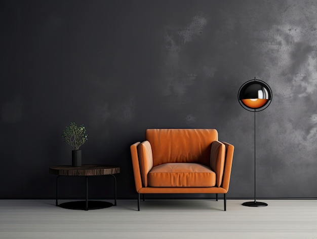 Innenwohnzimmer mit Stuhl und Dekorationen skandinavisches Design Generative AI