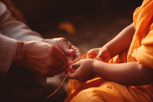 Innerer Weg Ein Blick in die hinduistische Tradition, als eine Familie Weisheit von einem ehrwürdigen Guru sucht