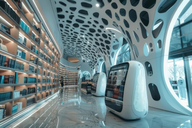 Foto la innovación de la biblioteca de ia futurista