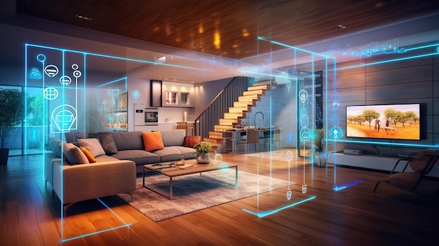 Foto innovación en tecnología de automatización doméstica inteligente para la conveniencia y la comodidad