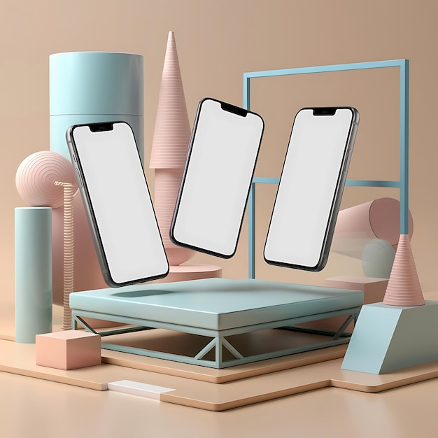 Innovaciones flotantes Una pantalla de teléfono inteligente futurista
