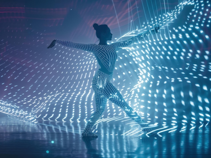 Foto innovaciones futuristas en la danza urbana y el rendimiento del arte digital