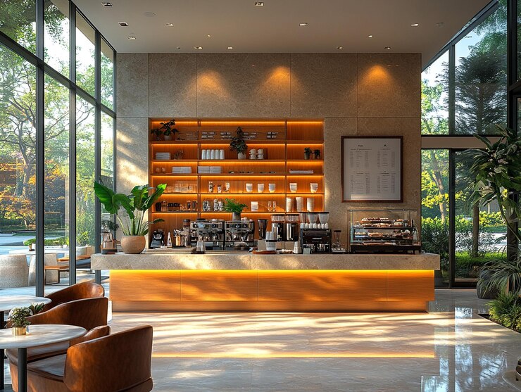 Innovador concepto interior de la cafetería