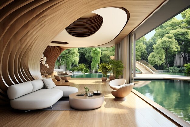 Foto innovadora eco-consciente elegante vista de la casa