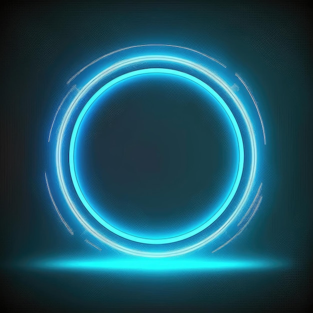 Innovation des Kreisrahmens mit blauen Neonlichteffekten