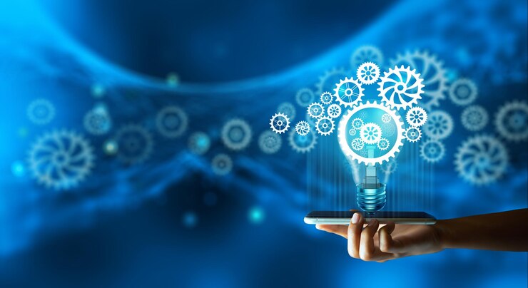 Innovationsgetriebe Idee und Vorstellungskraft Kreativ- und Inspirationskonzept
