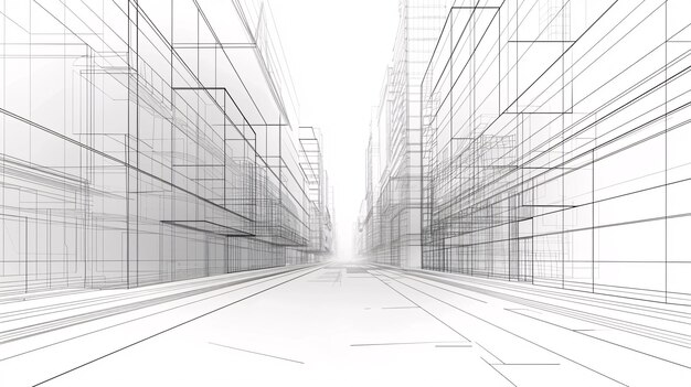 Innovative 3D-Visualisierung des futuristischen Stadtlandschafts mit einfallsreicher Architektur und abstraktem Design