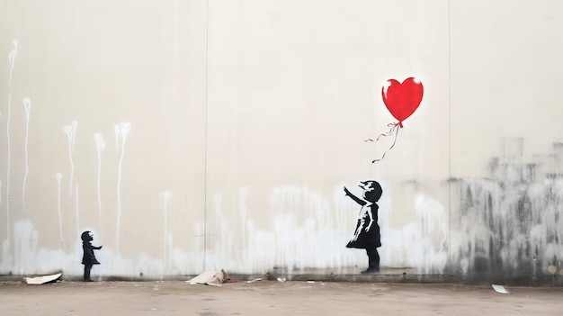 La inocencia infantil y el graffiti romántico un arte callejero minimalista de Bansky