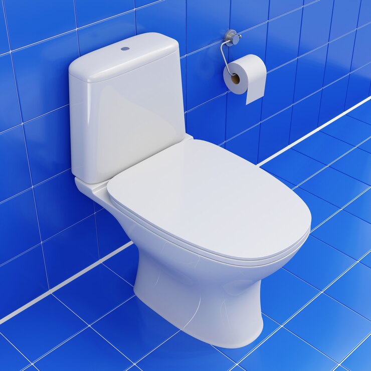 Inodoro de cerámica moderno en la sala de WC