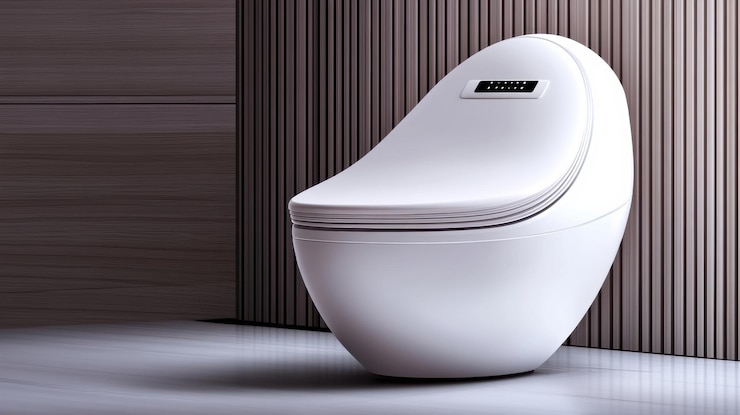 Foto un inodoro moderno con un asiento que tiene la forma de un huevo ai