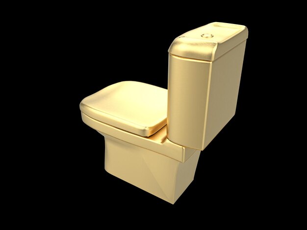 Inodoro de oro wc ilustración 3d