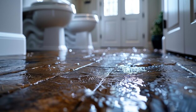 Inodoros dobles y puerta en el baño