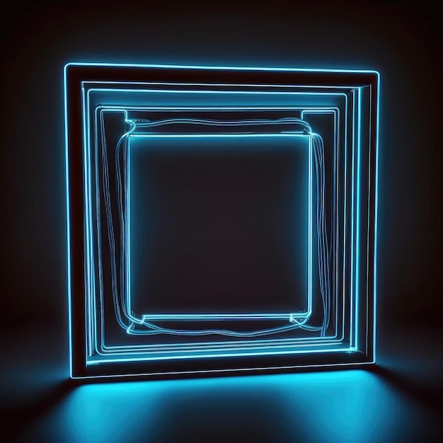 Inovação da moldura de borda quadrada com efeitos de luz neon azul