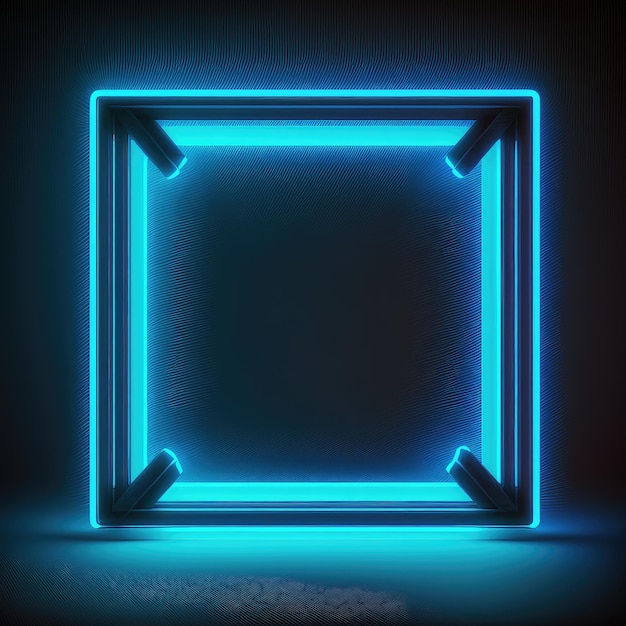 Inovação da moldura de borda quadrada com efeitos de luz neon azul