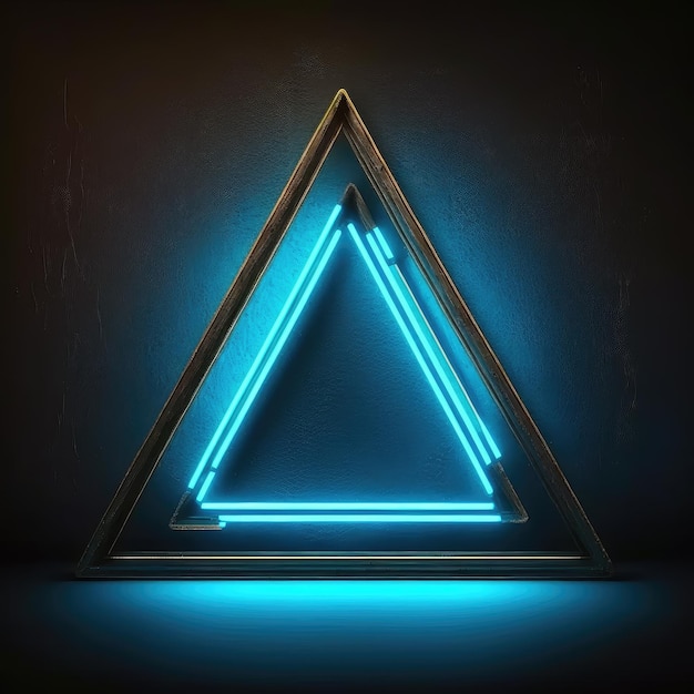 Inovação da moldura de borda triangular com efeitos de luz neon azul