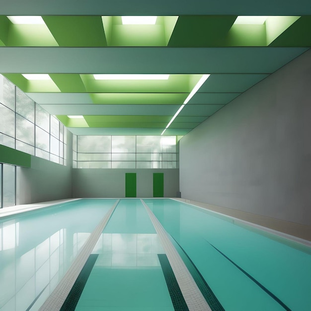 Inquietante ilustración abstracta de la piscina verde cubierta del trasero