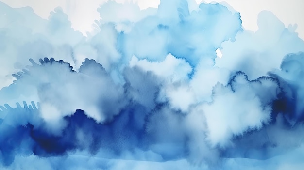 Inquisitively Aquarela tons nublados e desfocados Céu azul nublado Estabelecimento Ilustração AI Gerado