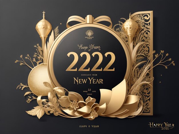 Inscrição de metal dourado realista Natal de 2024 Caligrafia dourada Ano Novo letras no ba preto