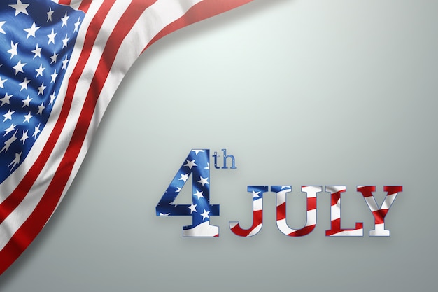 Inscripción el 4 de julio sobre fondo de madera para el día de la independencia de Estados Unidos.