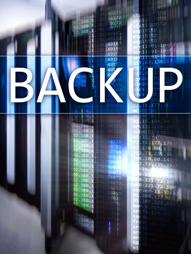 Foto la inscripción backup en el fondo del centro de datos business technology internet y el concepto de red
