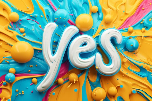 La inscripción es SÍ Letras multicolores en colores SÍ Ilustración en 3D