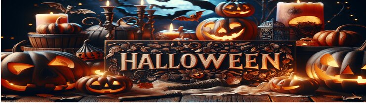 Inscripción de Halloween en el fondo festivo Diseño de temporada espeluznante