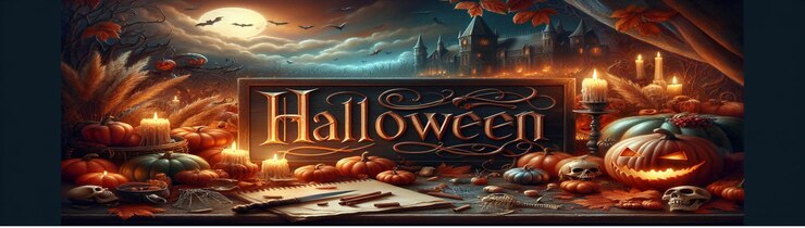 Inscripción de Halloween en el fondo festivo Diseño de temporada espeluznante