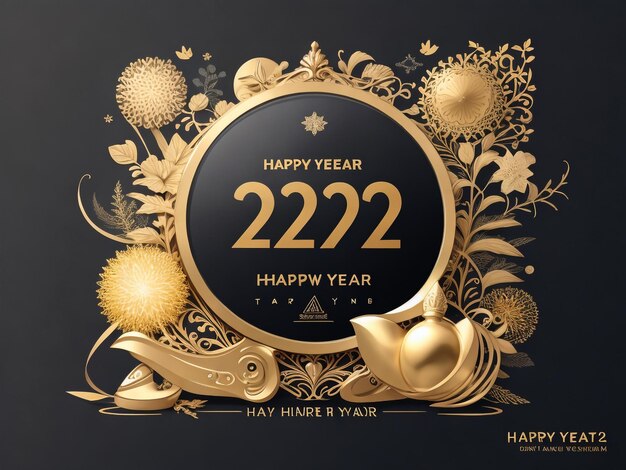 Inscripción de metal dorado realista 2024 Navidad Caligrafía dorado Año nuevo letras en el ba negro