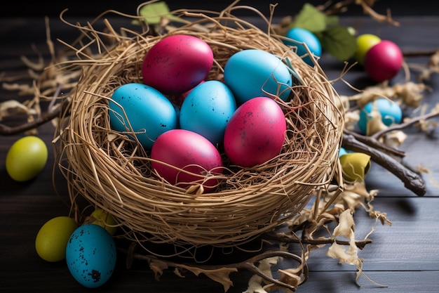 Inscripción de Pascua de dulces con huevos de colores