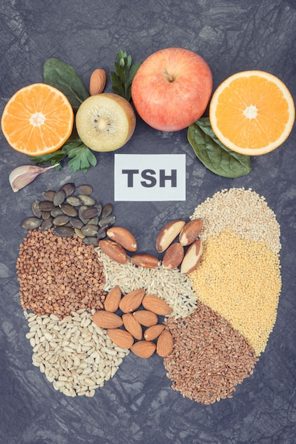 Inscripción TSH e ingredientes como mejor alimento para una tiroides saludable Alimentación natural que contiene vitaminas