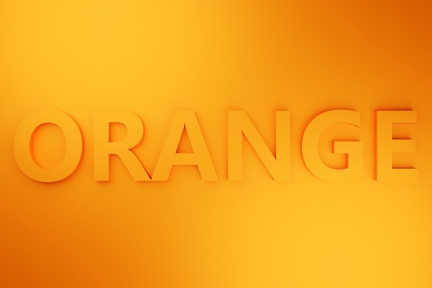 Inscripción volumétrica de ilustración 3d en letras anaranjadas sobre un fondo aislado naranja brillante. Símbolo de color