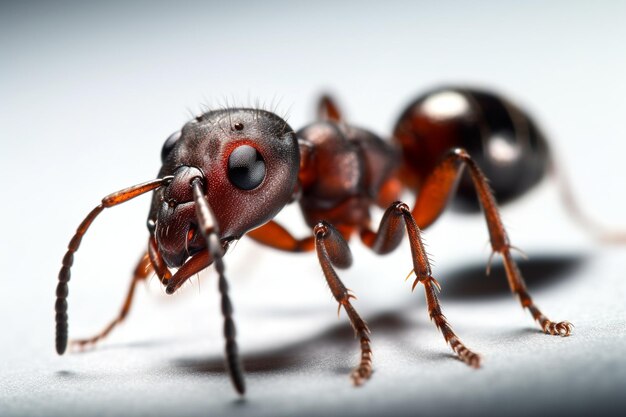 Un insecto con cara y ojos negros y nariz negra.