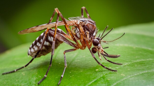 un insecto en una hoja con un virus en ella