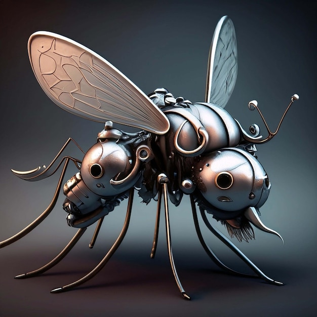 un insecto mosquito híbrido robot l hecho de engranajes y pistones metálicos