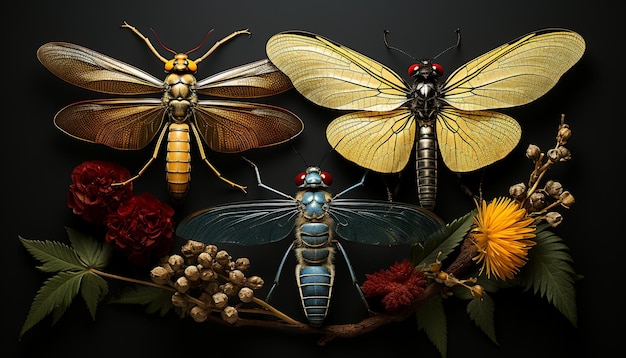 Abeja Idiomática Con Alas De Mariposa Enclavada En Flor Creada Con Ai  Generativo Stock de ilustración - Ilustración de idioma, fraude: 270675528