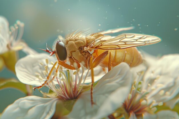 Foto el insecto prunus ciruela bibio marci sentado en una flor