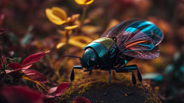 Un insecto robótico de cerca Una visión macro de la tecnología