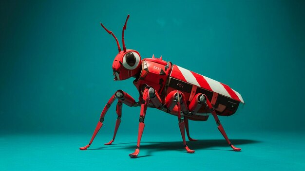 un insecto rojo y blanco con la palabra s en él