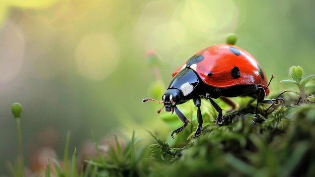 Insecto rojo y negro en una planta verde