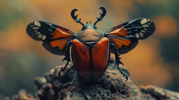 Foto el insecto samurai o el escarabajo de la máscara ai generativo