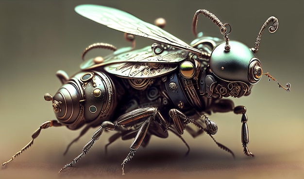 Insectos cyberpunk steampunk hechos con engranajes viejos