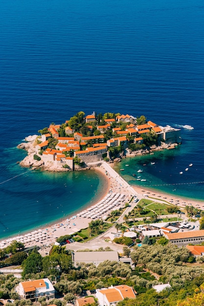 Insel Sveti Stefan Panoramaaufnahme