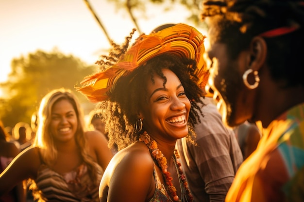 Inselfeier Lächeln und Gelächter beim Festival