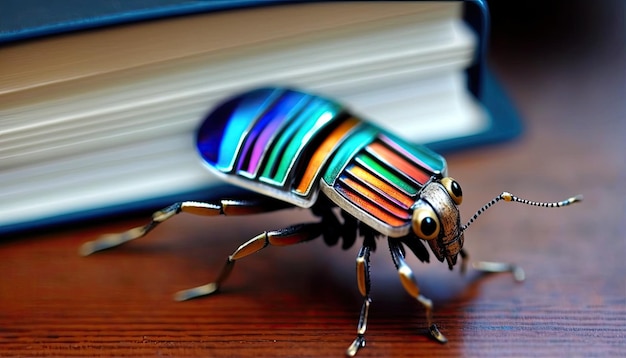 Inseto de rato de biblioteca metálico reflexivo colorido por Generate AI