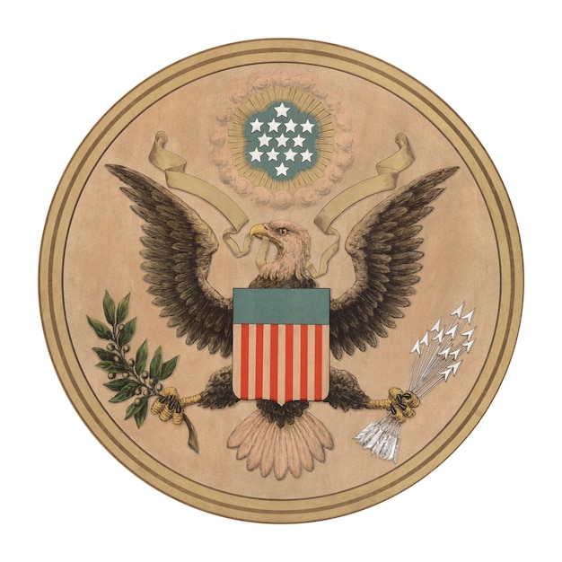 Insignia de águila png escudo de armas de los Estados Unidos pegatina de fondo transparente remasterizado por rawpixel