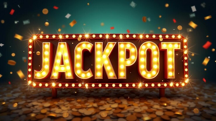 Foto insignia do jackpot com confete