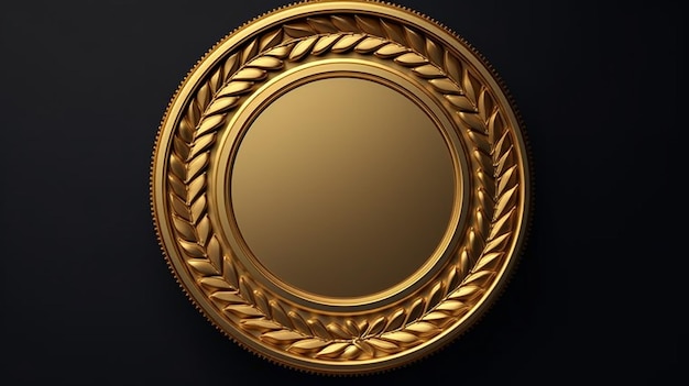 Insignia de premio de oro 3d con IA generativa de forma redonda de marco circular